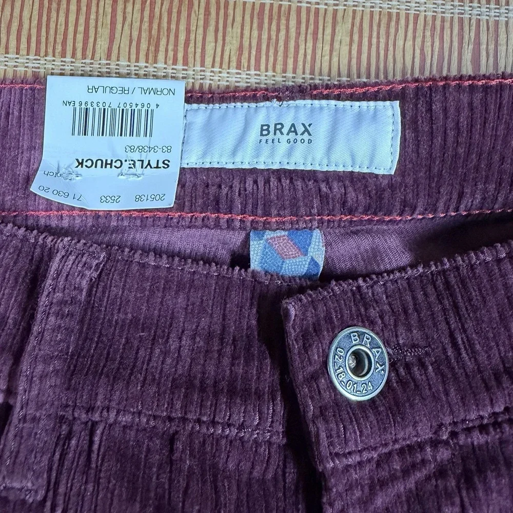 BRAX Chuck Corduroy Trousers Portobello Hi-flex Red 34x34 St-wa Eco-yarn